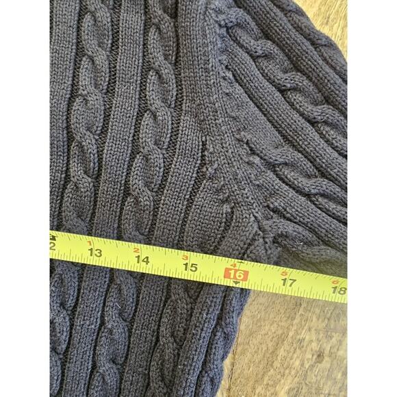 L.L Bean Cableknit Full Zip Cardigan Sweater Women's Size M Black - Picture 7 of 8